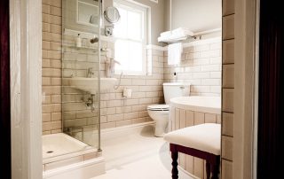Hotel bathroom with shower